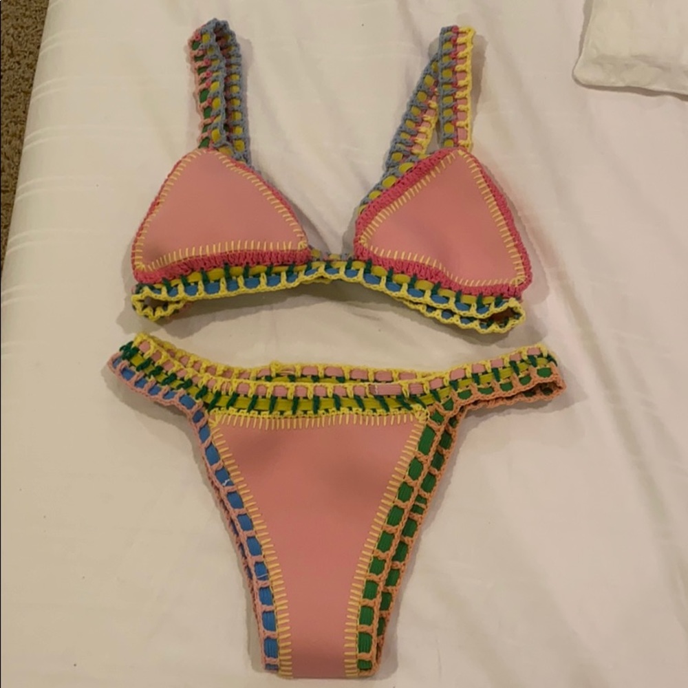 crochet bikini pink